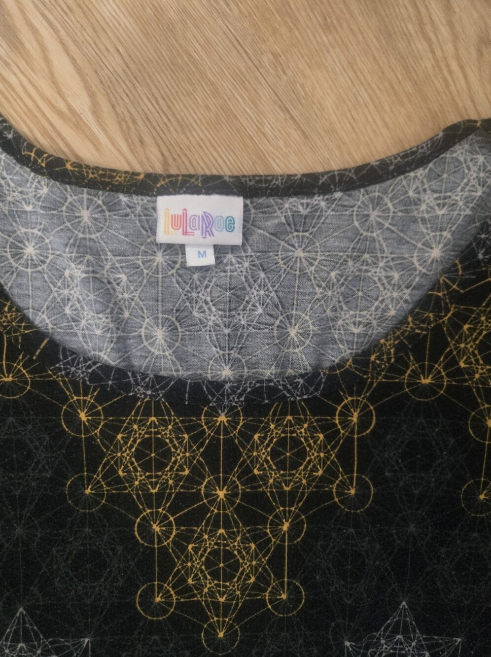 LuLaRoe Black Maxi Dress with Gold and Gray Pattern - Picture 3 of 3